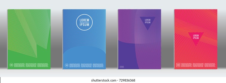 Minimal geometric cover. Vector abstract line pattern for poster design. Set of templates for business brochures. 2d prints for banner background. Graphic pattern for annual album backdrop.