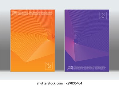 Minimal geometric cover. Vector abstract line pattern for poster design. Set of templates for business brochures. 2d prints for banner background. Graphic pattern for annual album backdrop.