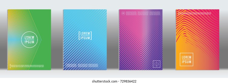 Minimal geometric cover. Vector abstract line pattern for poster design. Set of templates for business brochures. 2d prints for banner background. Graphic pattern for annual album backdrop.