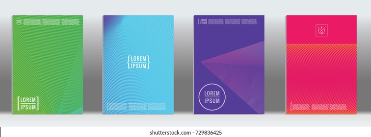 Minimal geometric cover. Vector abstract line pattern for poster design. Set of templates for business brochures. 2d prints for banner background. Graphic pattern for annual album backdrop.