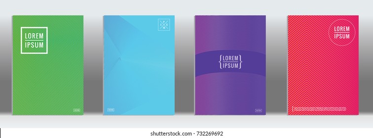 Minimal geometric cover. Vector abstract line pattern for poster design. Set of templates for business brochures. 2d prints for banner background. Graphic pattern for annual album backdrop.