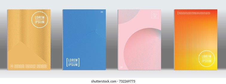 Minimal geometric cover. Vector abstract line pattern for poster design. Set of templates for business brochures. 2d prints for banner background. Graphic pattern for annual album backdrop.