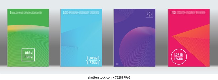 Minimal geometric cover. Vector abstract line pattern for poster design. Set of templates for business brochures. 2d prints for banner background. Graphic pattern for annual album backdrop.