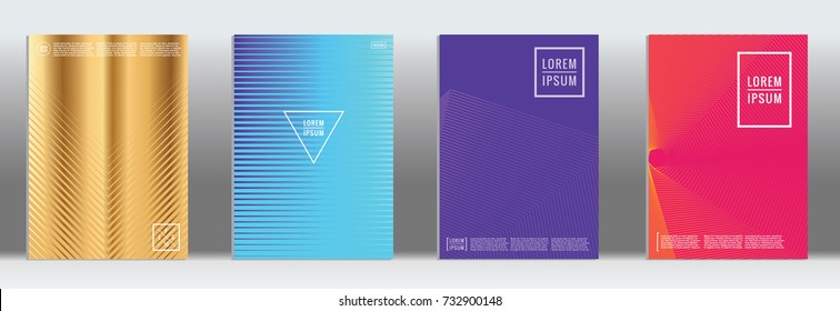 Minimal geometric cover. Vector abstract line pattern for poster design. Set of templates for business brochures. 2d prints for banner background. Graphic pattern for annual album backdrop.