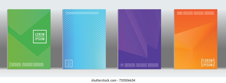 Minimal geometric cover. Vector abstract line pattern for poster design. Set of templates for business brochures. 2d prints for banner background. Graphic pattern for annual album backdrop.