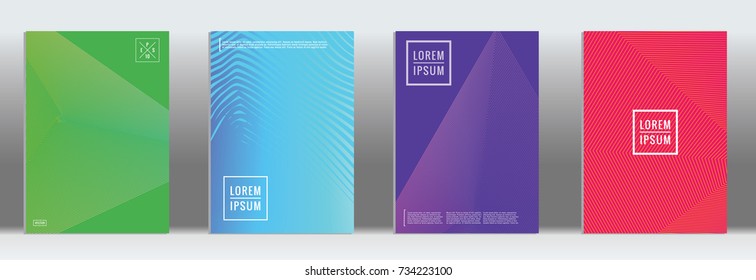 Minimal geometric cover. Vector abstract line pattern for poster design. Set of templates for business brochures. 2d prints for banner background. Graphic pattern for annual album backdrop.