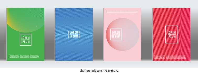 Minimal geometric cover. Vector abstract line pattern for poster design. Set of templates for business brochures. 2d prints for banner background. Graphic pattern for annual album backdrop.