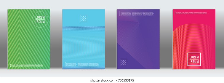 Tapa geométrica mínima. Patrón de línea abstracta vectorial para el diseño de afiches. Conjunto de plantillas para folletos comerciales. Impresiones 2d para fondo de banner. Patrón gráfico para el fondo anual del álbum.