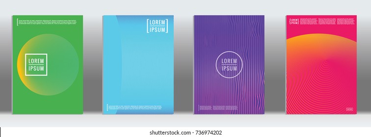 Minimal geometric cover. Vector abstract line pattern for poster design. Set of templates for business brochures. 2d prints for banner background. Graphic pattern for annual album backdrop.