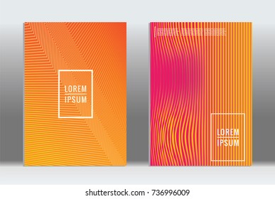 Minimal geometric cover. Vector abstract line pattern for poster design. Set of templates for business brochures. 2d prints for banner background. Graphic pattern for annual album backdrop.