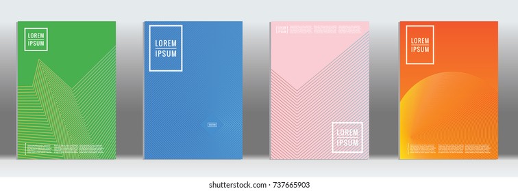 Minimal geometric cover. Vector abstract line pattern for poster design. Set of templates for business brochures. 2d prints for banner background. Graphic pattern for annual album backdrop.