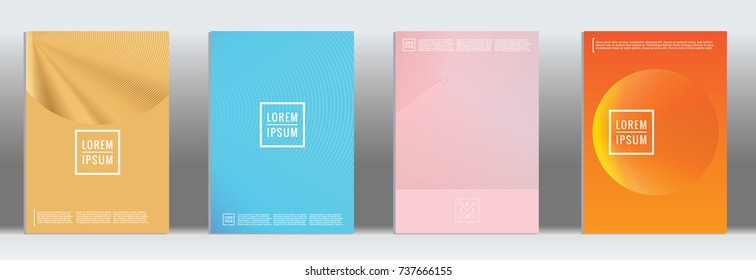 Minimal geometric cover. Vector abstract line pattern for poster design. Set of templates for business brochures. 2d prints for banner background. Graphic pattern for annual album backdrop.