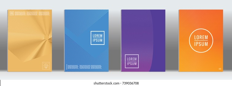 Minimal geometric cover. Vector abstract line pattern for poster design. Set of templates for business brochures. 2d prints for banner background. Graphic pattern for annual album backdrop.