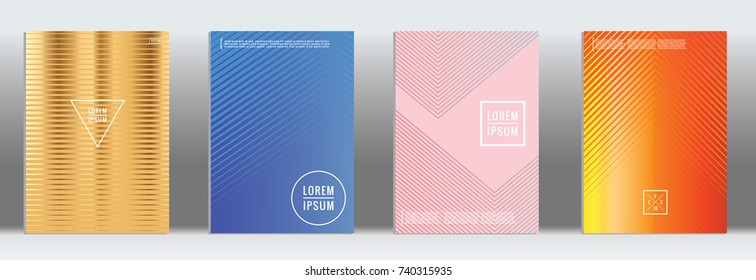 Minimal geometric cover. Vector abstract line pattern for poster design. Set of templates for business brochures. 2d prints for banner background. Graphic pattern for annual album backdrop.