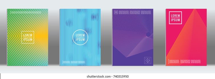 Minimal geometric cover. Vector abstract line pattern for poster design. Set of templates for business brochures. 2d prints for banner background. Graphic pattern for annual album backdrop.