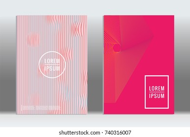 Minimal geometric cover. Vector abstract line pattern for poster design. Set of templates for business brochures. 2d prints for banner background. Graphic pattern for annual album backdrop.