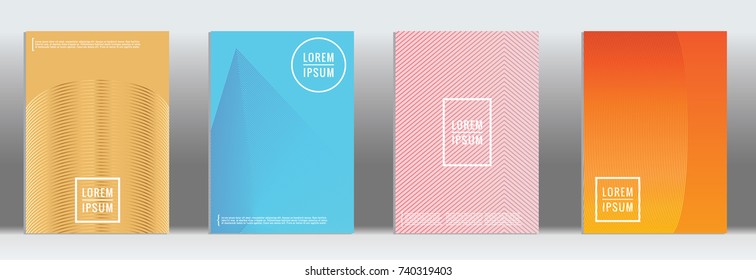 Minimal geometric cover. Vector abstract line pattern for poster design. Set of templates for business brochures. 2d prints for banner background. Graphic pattern for annual album backdrop.
