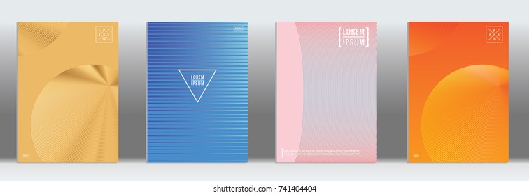 Minimal geometric cover. Vector abstract line pattern for poster design. Set of templates for business brochures. 2d prints for banner background. Graphic pattern for annual album backdrop.