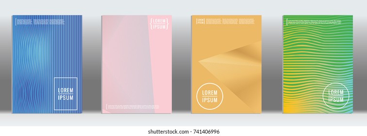 Minimal geometric cover. Vector abstract line pattern for poster design. Set of templates for business brochures. 2d prints for banner background. Graphic pattern for annual album backdrop.