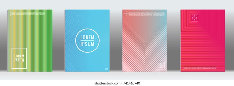 Minimal geometric cover. Vector abstract line pattern for poster design. Set of templates for business brochures. 2d prints for banner background. Graphic pattern for annual album backdrop.