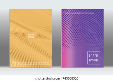 Minimal geometric cover. Vector abstract line pattern for poster design. Set of templates for business brochures. 2d prints for banner background. Graphic pattern for annual album backdrop.
