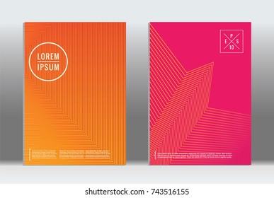 Minimal geometric cover. Vector abstract line pattern for poster design. Set of templates for business brochures. 2d prints for banner background. Graphic pattern for annual album backdrop.
