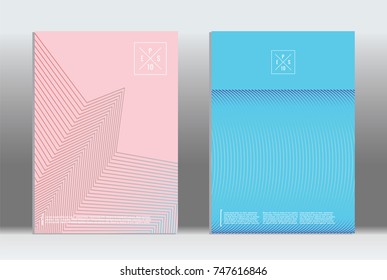Minimal geometric cover. Vector abstract line pattern for poster design. Set of templates for business brochures. 2d prints for banner background. Graphic pattern for annual album backdrop.