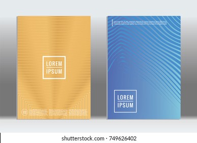 Minimal geometric cover. Vector abstract line pattern for poster design. Set of templates for business brochures. 2d prints for banner background. Graphic pattern for annual album backdrop.
