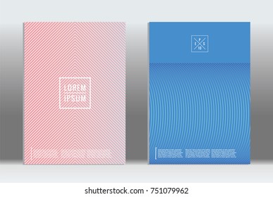 Minimal geometric cover. Vector abstract line pattern for poster design. Set of templates for business brochures. 2d prints for banner background. Graphic pattern for annual album backdrop.