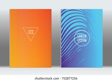 Minimal geometric cover. Vector abstract line pattern for poster design. Set of templates for business brochures. 2d prints for banner background. Graphic pattern for annual album backdrop.
