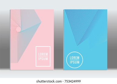Minimal geometric cover. Vector abstract line pattern for poster design. Set of templates for business brochures. 2d prints for banner background. Graphic pattern for annual album backdrop.