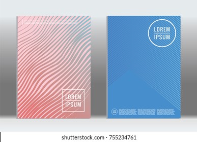 Minimal geometric cover. Vector abstract line pattern for poster design. Set of templates for business brochures. 2d prints for banner background. Graphic pattern for annual album backdrop.