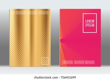 Minimal geometric cover. Vector abstract line pattern for poster design. Set of templates for business brochures. 2d prints for banner background. Graphic pattern for annual album backdrop.