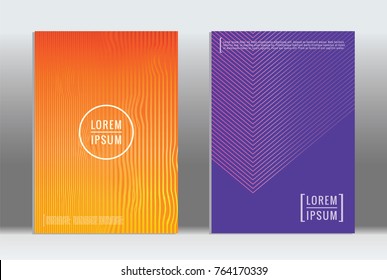 Minimal geometric cover. Vector abstract line pattern for poster design. Set of templates for business brochures. 2d prints for banner background. Graphic pattern for annual album backdrop.