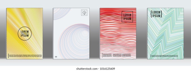 Minimal geometric cover.  Vector trendy line pattern for poster design.  Set of templates for business brochures.  2d prints for banner background.  Graphic pattern for annual album backdrop.