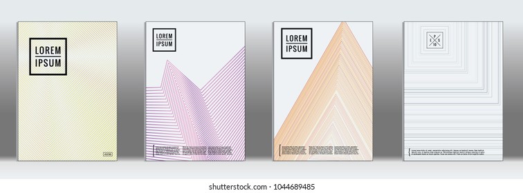 Minimal geometric cover.  Vector trendy line pattern for poster brochure.  Set of templates for business brochures.  2d prints for banner background.  Business graphic design backdrop.