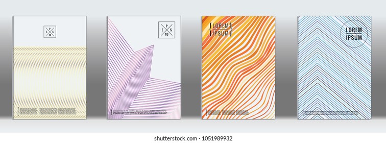 Minimal geometric cover.  Vector trendy line pattern for poster design.  Gradient templates for business brochures.  2d prints for banner background.  Graphic pattern for annual album backdrop.