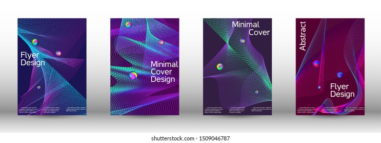 The minimal geometric coverage. Cover design. Set of modern abstract musical backgrounds. Sound flyer for creating a fashionable  cover, banner, poster, booklet.