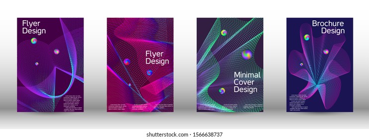 The minimal geometric coverage. Cover design.  A set of modern abstract oblong objects from vector abstract lines.