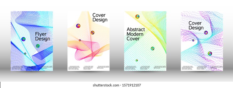 The minimal geometric coverage. Cover design. A set of modern abstract covers. Minimal vector cover design with abstract lines.