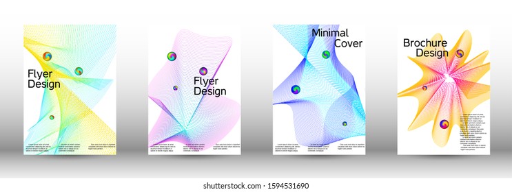 The minimal geometric coverage. Cover design.  A set of modern abstract oblong objects from vector abstract lines.