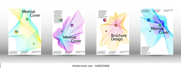 The minimal geometric coverage. Cover design.  A set of modern abstract oblong objects from vector abstract lines.