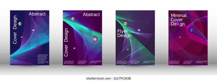 The minimal geometric coverage. Cover design.  A set of modern abstract oblong objects from vector abstract lines.