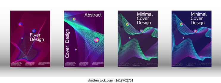 The minimal geometric coverage. Cover design.  A set of modern abstract oblong objects from vector abstract lines.