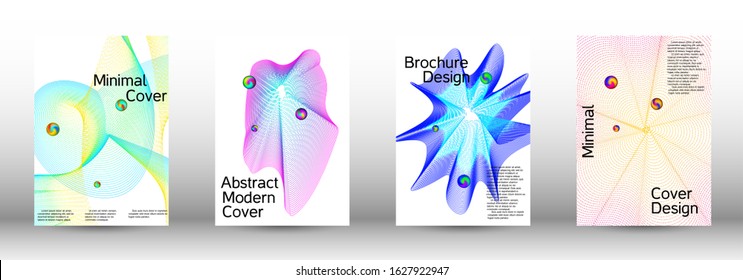 The minimal geometric coverage. Cover design.  A set of modern abstract oblong objects from vector abstract lines.