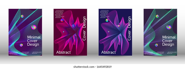 La cobertura geométrica mínima. Diseño de portada. Conjunto de modernos y abstractos fondos musicales. Volante de sonido para crear una portada de moda, banner, afiche, folleto.