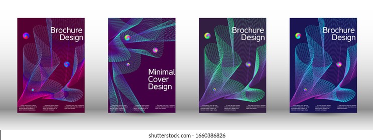 The minimal geometric coverage. Cover design.  A set of modern abstract oblong objects from vector abstract lines.