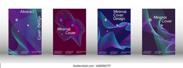 The minimal geometric coverage. Cover design.  A set of modern abstract oblong objects from vector abstract lines.