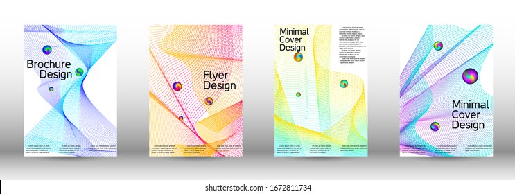 The minimal geometric coverage. Cover design.  A set of modern abstract oblong objects from vector abstract lines.
