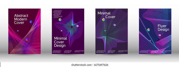 La cobertura geométrica mínima. Diseño de portada.  Conjunto de objetos oblongos abstractos modernos de líneas vectoriales abstractas.